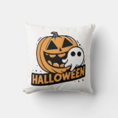 カボチャによる明るいよくはしゃぐ幽霊 クッション (正面)