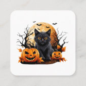 カボチャに囲まれた黒猫 スクエア名刺 (裏面)