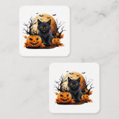 カボチャに囲まれた黒猫 スクエア名刺 (正面/裏面)
