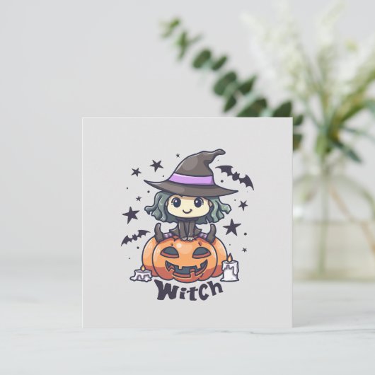 カボチャに座ったかわいいキッドウィッチ – "魔女" (スタンド正面)