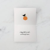 カボチャに止まる黒い鳥のハロウィン/秋のカード サンキューカード (内部)