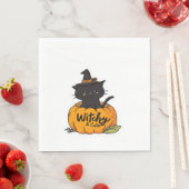 カボチャに魔女帽子をかぶった可愛い黒猫、かわいいs スタンダードランチョンナプキン (インサイチュ)