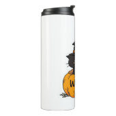 カボチャに魔女帽子をかぶった可愛い黒猫、かわいいs タンブラー (回転左)