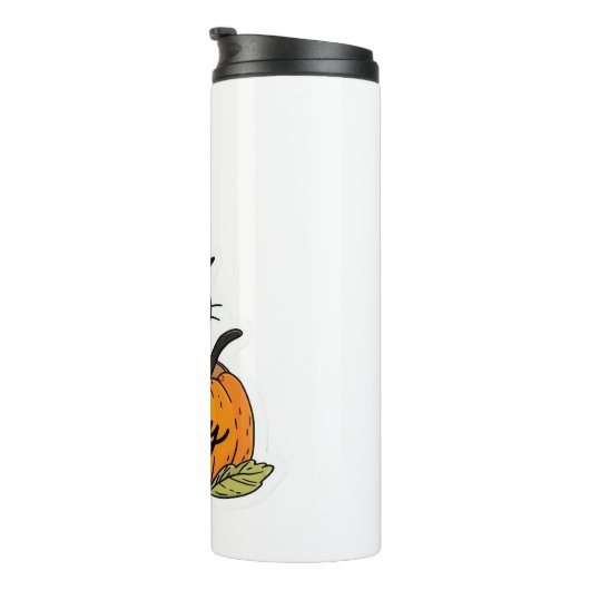 カボチャに魔女帽子をかぶった可愛い黒猫、かわいいs タンブラー (回転右)