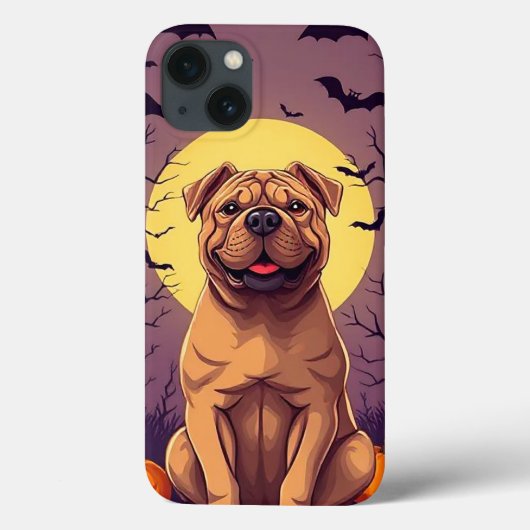 カボチャのあるハロウィンのシーンにいるかわいい犬 Case-Mate iPhoneケース (裏面)