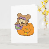 カボチャのかわいいハロウィングマ カード (黄色い花)