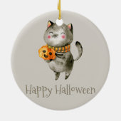 カボチャのかわいいハロウィン猫 | オーナメント (裏面)