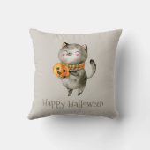 カボチャのかわいいハロウィン猫 | クッション (裏面)