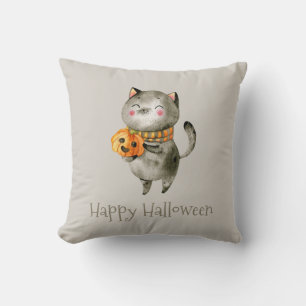 カボチャのかわいいハロウィン猫   クッション