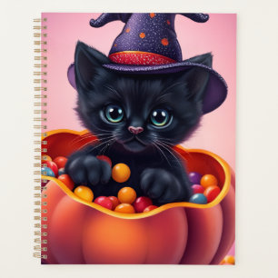 カボチャのかわいいハロウィーンブラックキットン プランナー手帳