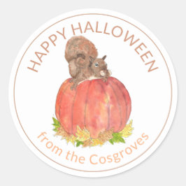 カボチャのかわいいハロウィーンリス ラウンドシール