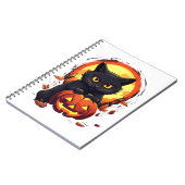 カボチャのかわいいハロウィーン黒猫 ノートブック (左側)