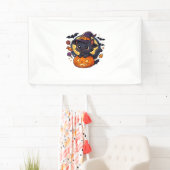 カボチャのかわいい魔女ネコ – Halloween Art Oversize 横断幕 (インサイチュ)