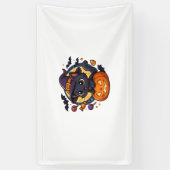 カボチャのかわいい魔女ネコ – Halloween Art Oversize 横断幕 (縦)