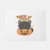 カボチャのかわいい黒猫 – トリックまたは治療のかわいい ドアマット (正面)