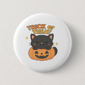カボチャのかわいい黒猫 – トリックまたは治療のかわいい 缶バッジ (正面)