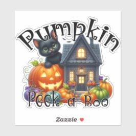 カボチャのかわいい黒猫PEEK-a-BOOハロウィーン シール