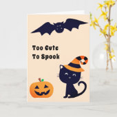 カボチャのこうもり猫を魔女の帽子でスプックするには可愛すぎる カード (黄色い花)