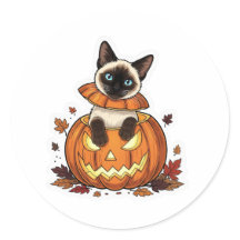 カボチャのぞくシャム語 – かわいいハロウィンシャム猫
