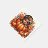 カボチャのアフリカ系アメリカ人のベビーガール スタンダードカクテルナプキン (角)