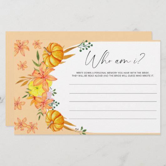 カボチャのアーチ誰が私はブライダルシャワーゲーム 便箋 (正面/裏面)