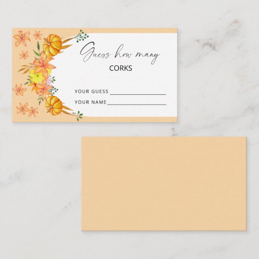 カボチャのアーチ – 何個のコルクのブライダルゲーム エンクロージャーカード (正面/裏面)