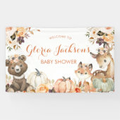 カボチャのウッドランド赤ちゃんシャワー大きなバナー 横断幕 (横)
