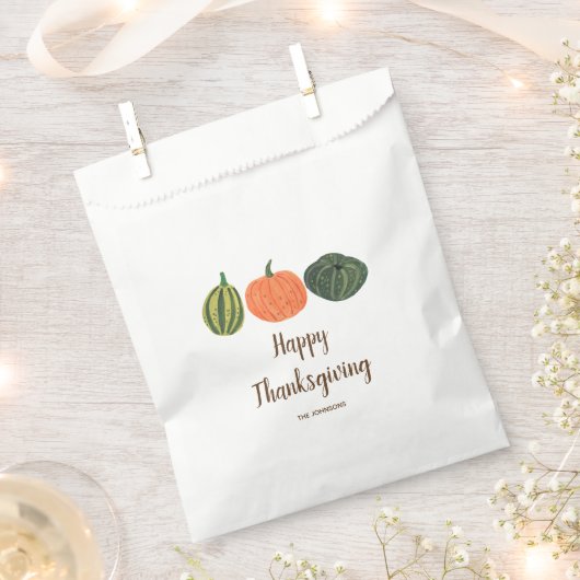 カボチャのオレンジと緑の感謝祭 フェイバーバッグ (クリップ留めされた状態)