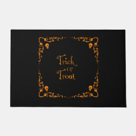 カボチャのオレンジのトリックまたはハロウィーンの治療 ドアマット