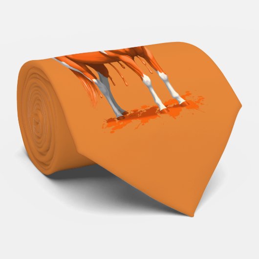 カボチャのオレンジの雨の滴絵を描る馬 ネクタイ (ロール)