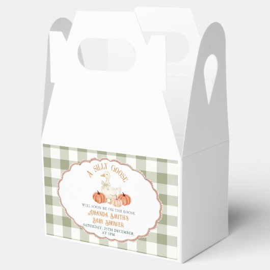 カボチャのオレンジ色のギンガ間抜けムガチョウの赤ちゃんシャワー フェイバーボックス (オープン)