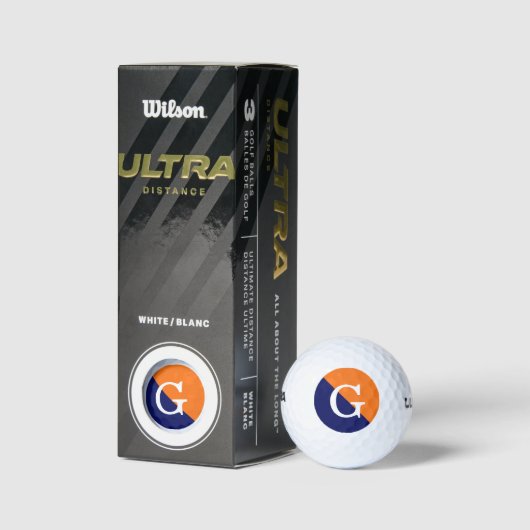 カボチャのオレンジ色のネイビーブルー2トーン診断Initモノグラム ゴルフボール (パッケージ)