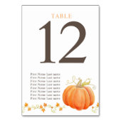 カボチャのオレンジ色の水色とゲスト テーブルナンバー (正面)