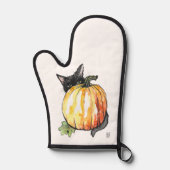 カボチャのオーブンミットの後ろの黒猫 鍋つかみ (正面)