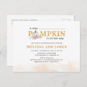 カボチャのカップル赤ちゃんシャワーピンクフローラ ポストカード (正面/裏面)