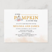 カボチャのカップル赤ちゃんシャワーピンクフローラ ポストカード (正面)