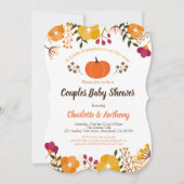 カボチャのカップル赤ちゃんシャワー招待秋秋 招待状 (正面)