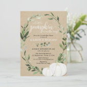 カボチャのカップル赤ちゃんシャワー男女兼用、緑 招待状 (スタンド正面)