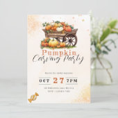 カボチャのカートオレンジカボチャの彫刻パーティー 招待状 (スタンド正面)