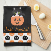 カボチャのキッチンタオルの中の猫 キッチンタオル (四つ折り)