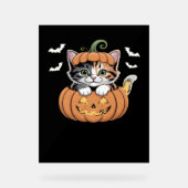 カボチャのクラシックTシャツの可愛いハロウィン猫 アクリルサイン (正面)