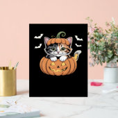 カボチャのクラシックTシャツの可愛いハロウィン猫 アクリルサイン (ウェディング)