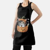 カボチャのクラシックTシャツの可愛いハロウィン猫 エプロン (インサイチュ)
