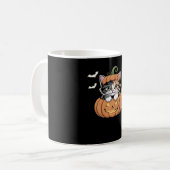 カボチャのクラシックTシャツの可愛いハロウィン猫 コーヒーマグカップ (正面左)