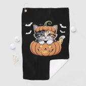 カボチャのクラシックTシャツの可愛いハロウィン猫 ゴルフタオル (インサイチュ)