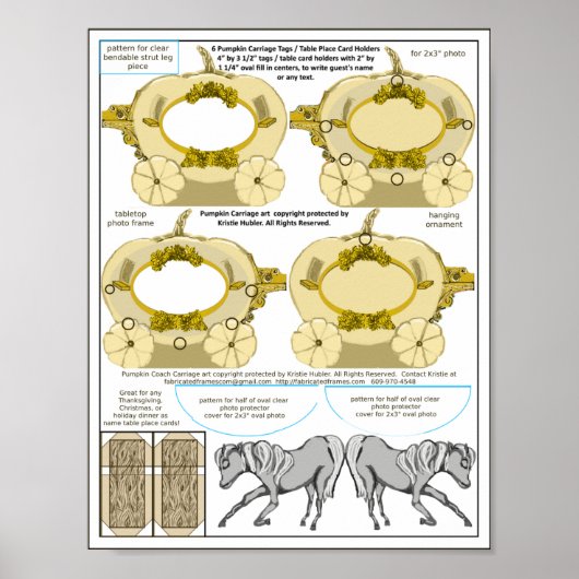 カボチャのクリームコーチ感謝結婚のテーブルカード ポスター (正面)