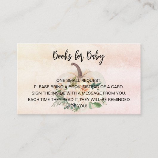 カボチャのクリーム女の子の赤ちゃんシャワーブックリクエスト エンクロージャーカード (正面)