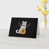 カボチャのクレジットカードボット付きかわいいハロウィーン猫 カード (黄色い花)