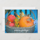 カボチャのグリーティングカード付きのホリデーバスケット (正面)