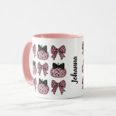 カボチャのコケットとピンクパーソナライズされたの弓 マグカップ (正面左)